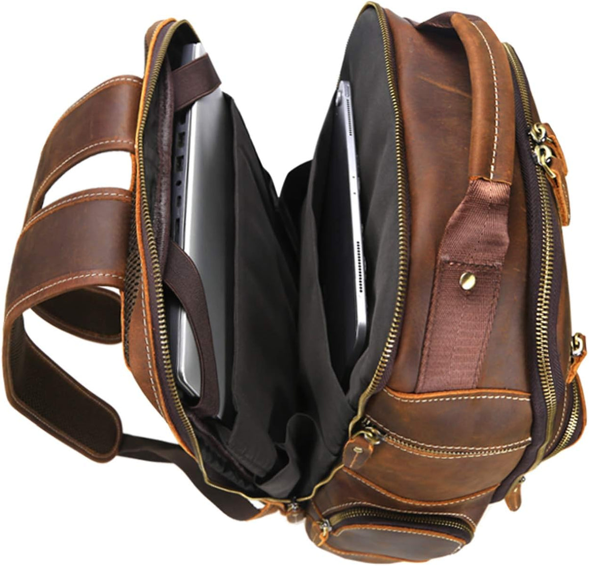 Men's Full Grain Leather Laptop Backpack D694284