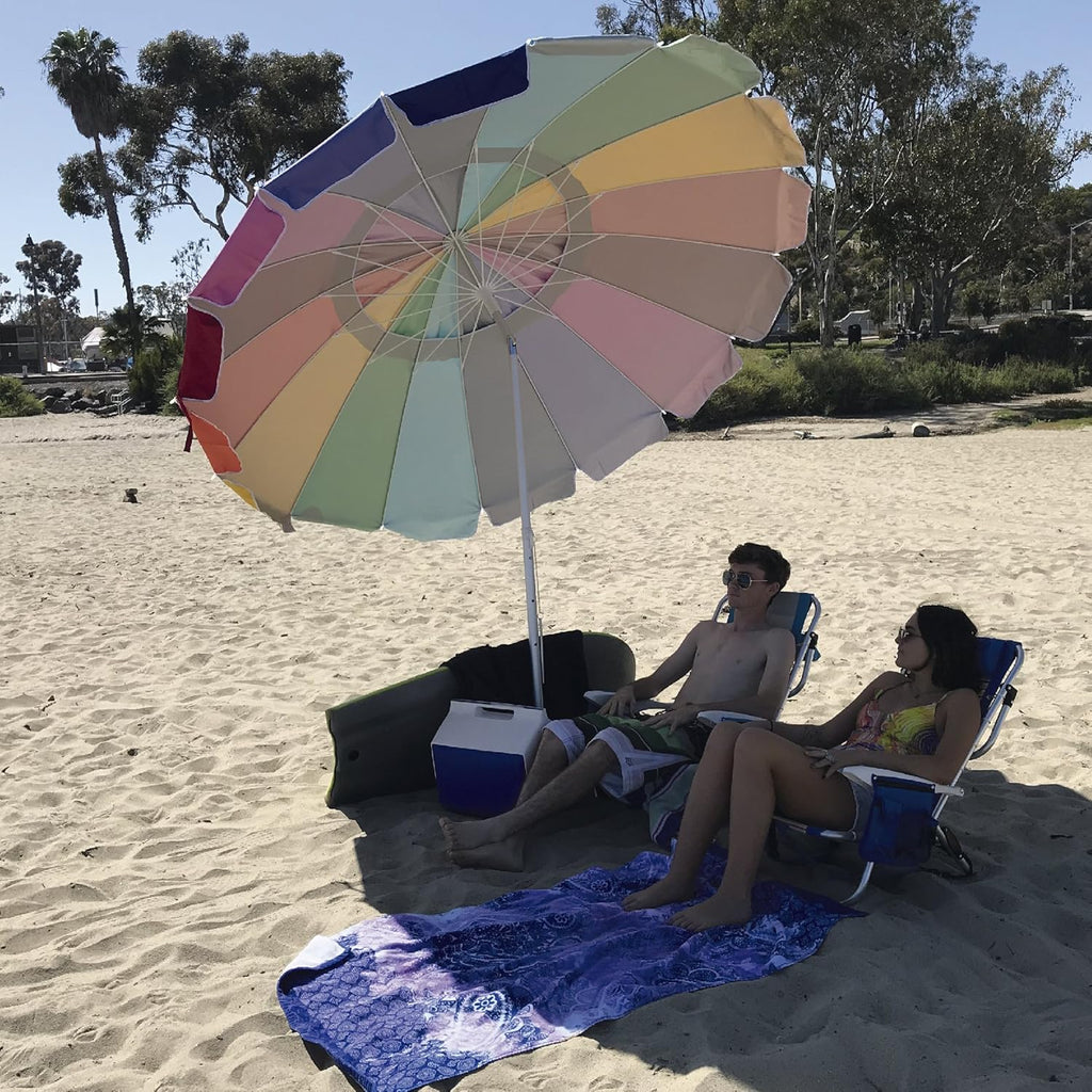 8 Foot Heavy Duty High Wind Beach Umbrella with Sand Anchor & Carrying Bag U968