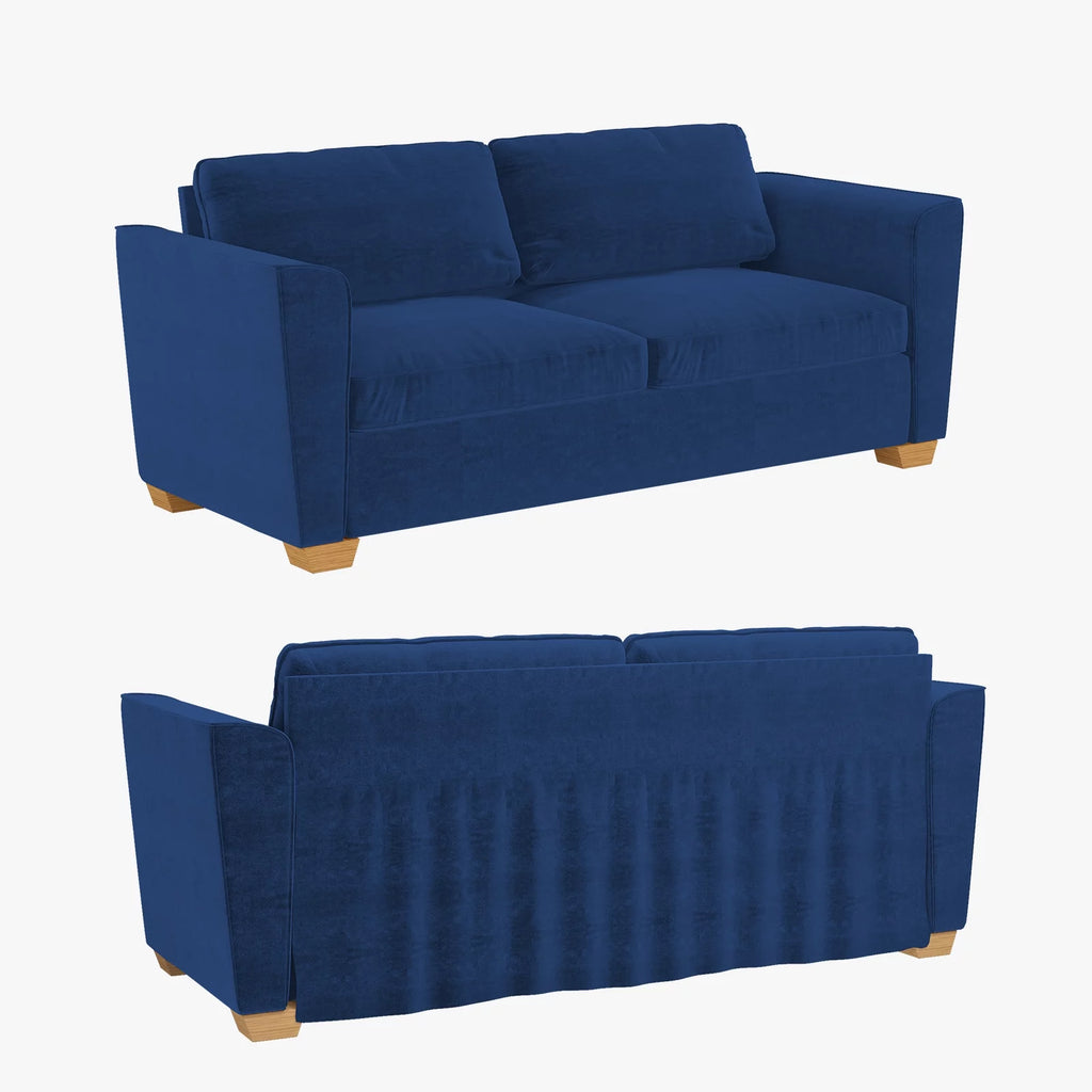 Blue Velvet Pull Out Sofa Bed with Foam Mattress O743