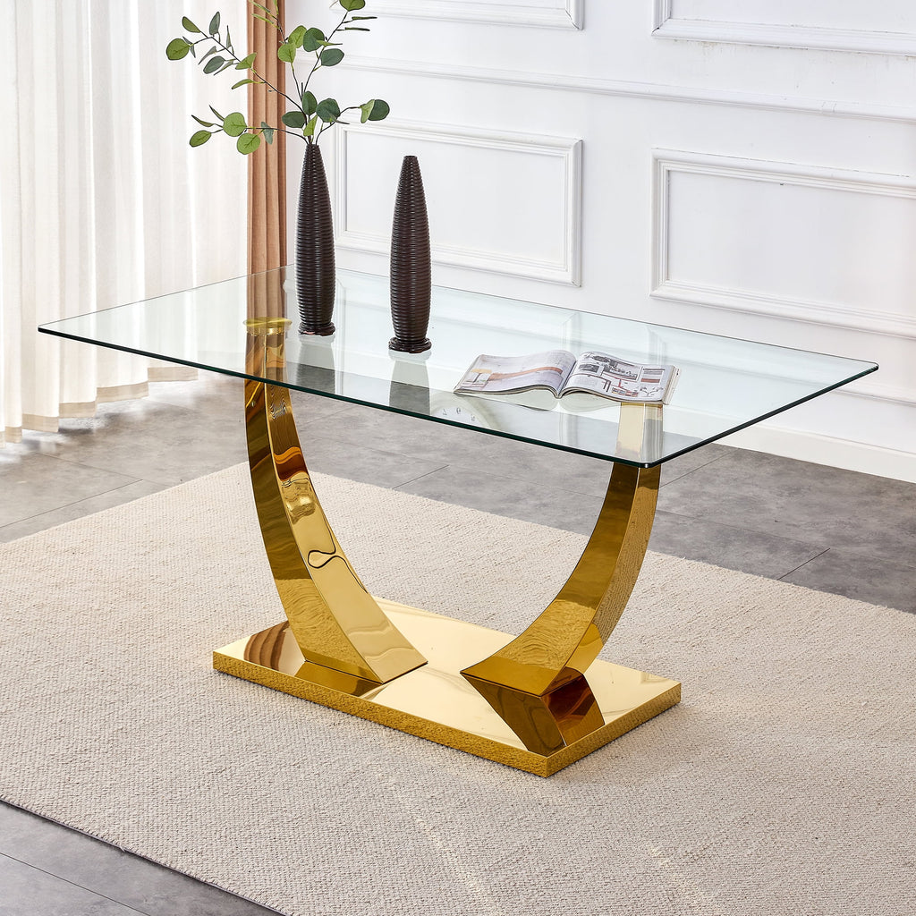 Glass Dining Table with Metal Legs J912
