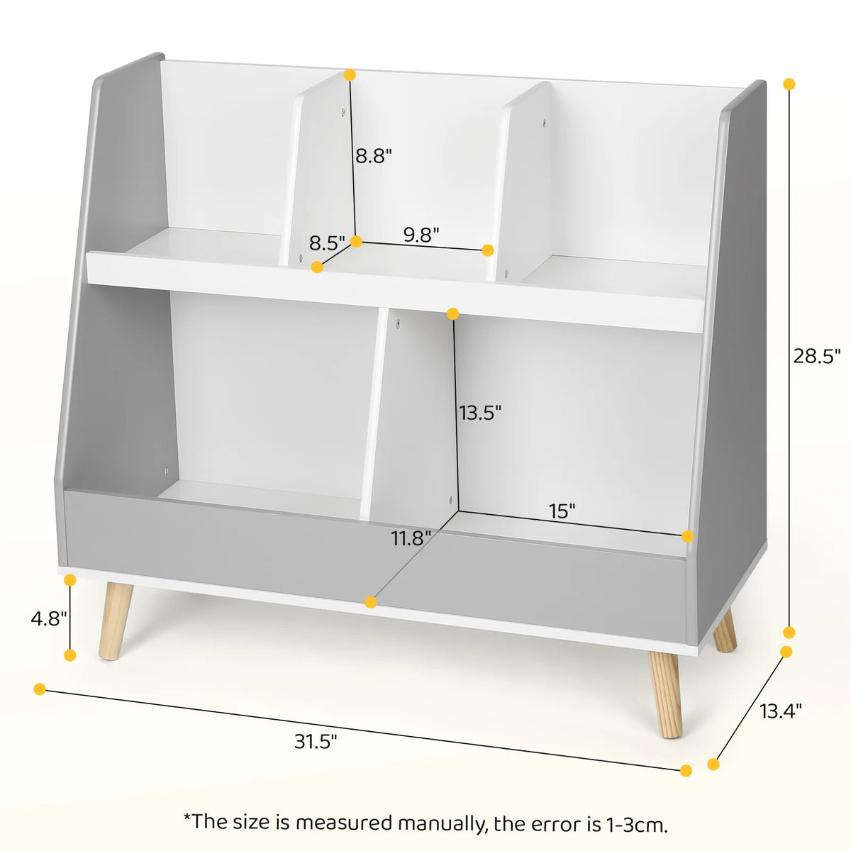 Kids Bookshelf with 3 Removable Toy Bins and 4 Tier Display Stand White L62811
