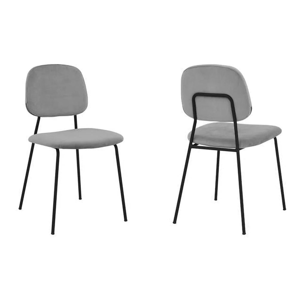 Gray Velvet Metal Dining Chair Set of 2 Y858