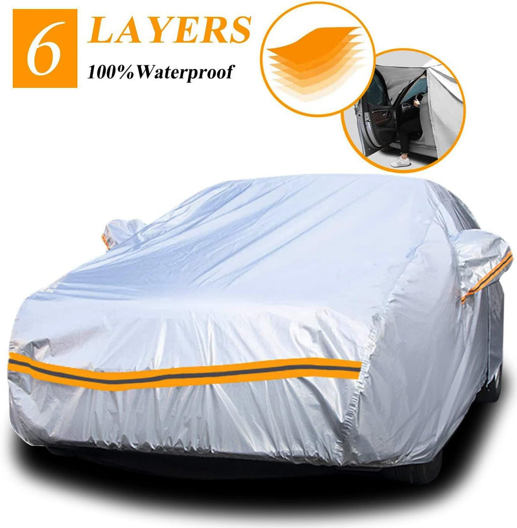 6 Layers Waterproof Car Cover with Zipper Cotton W67062