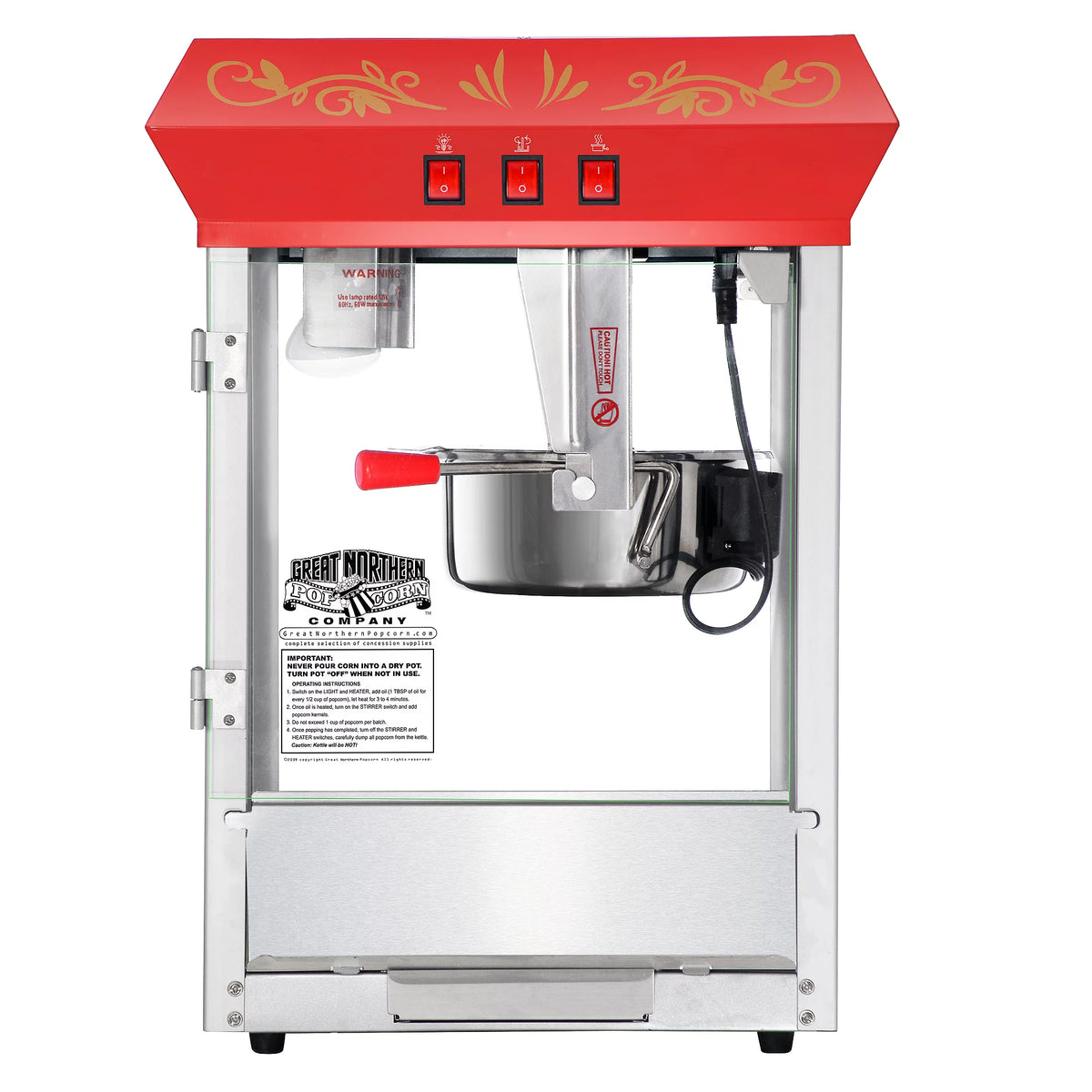 Red Countertop Popcorn Popper Machine, 8 Ounce Y360