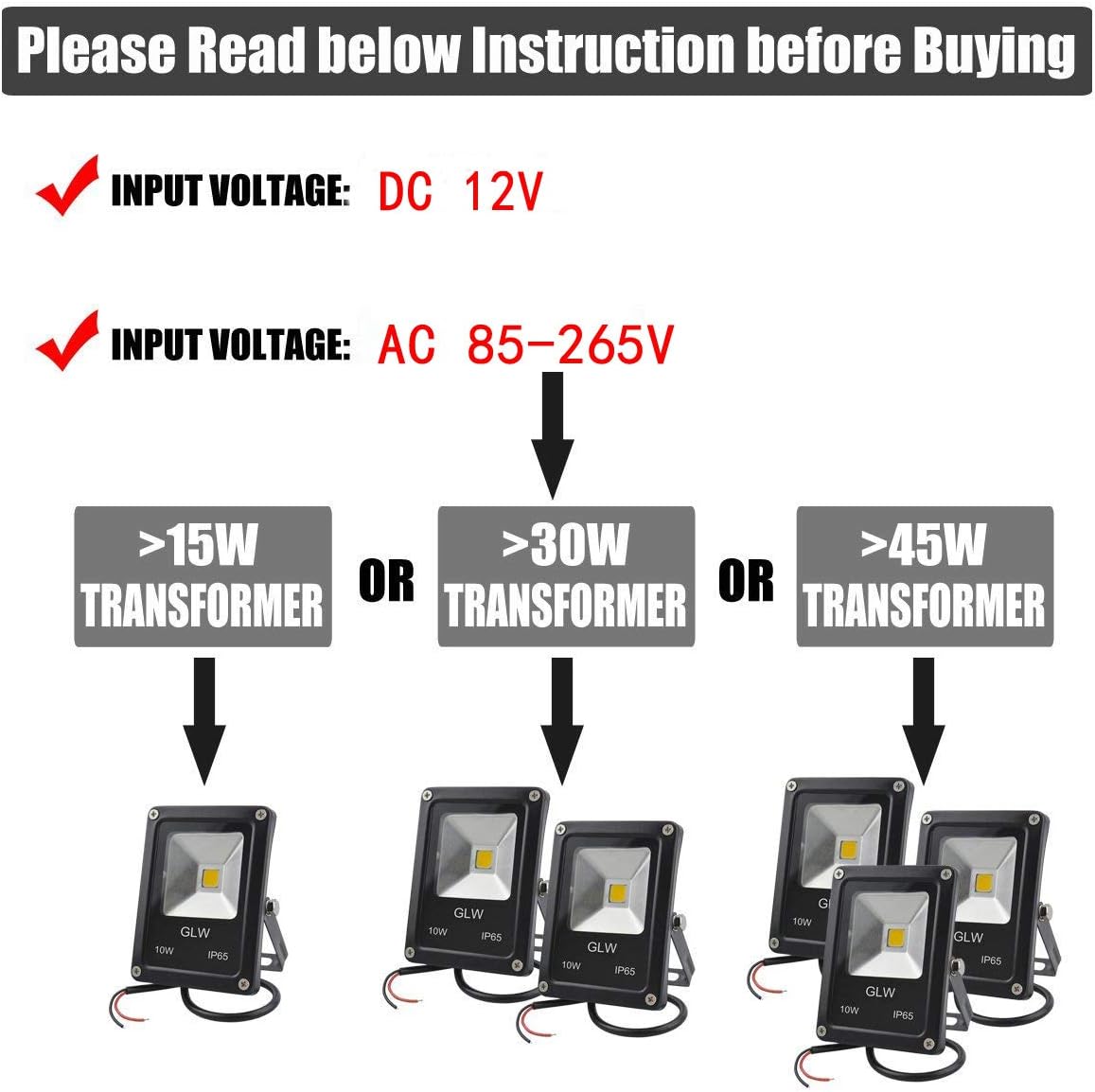 10W LED Landscape Lights 12V Low Voltage Outdoor Spotlights Warm White 3000K IP65 Waterproof 4 Pack C692795