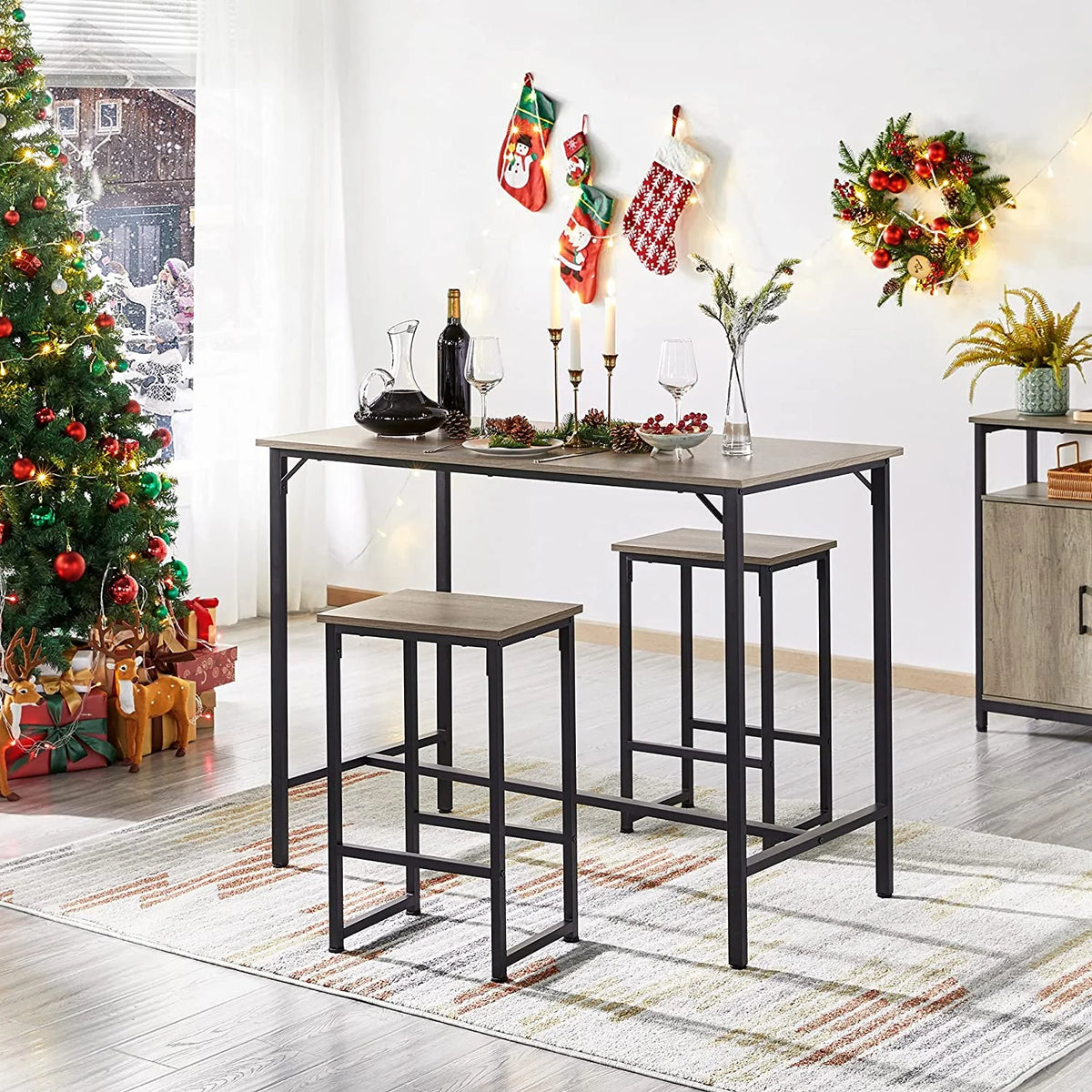 3 Piece Bar Table Set with 2 Bar Stools I417
