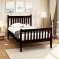 Twin Size Espresso Wood Platform Bed Frame with Headboard Q59272