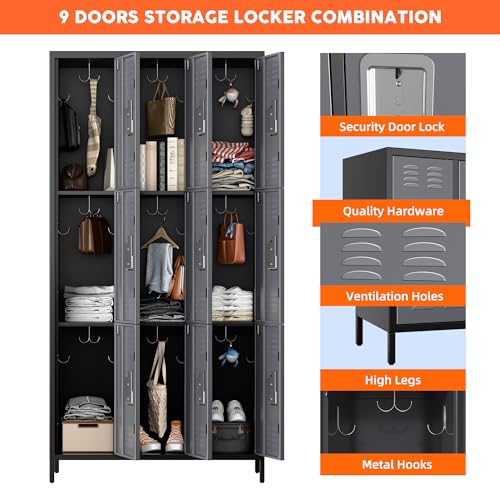 Metal Locker with 9 Doors T135