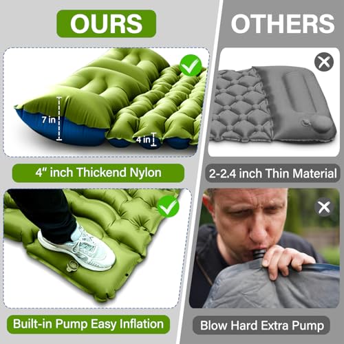 Self Inflating 4" Double Sleeping Pad with Pillow J4703