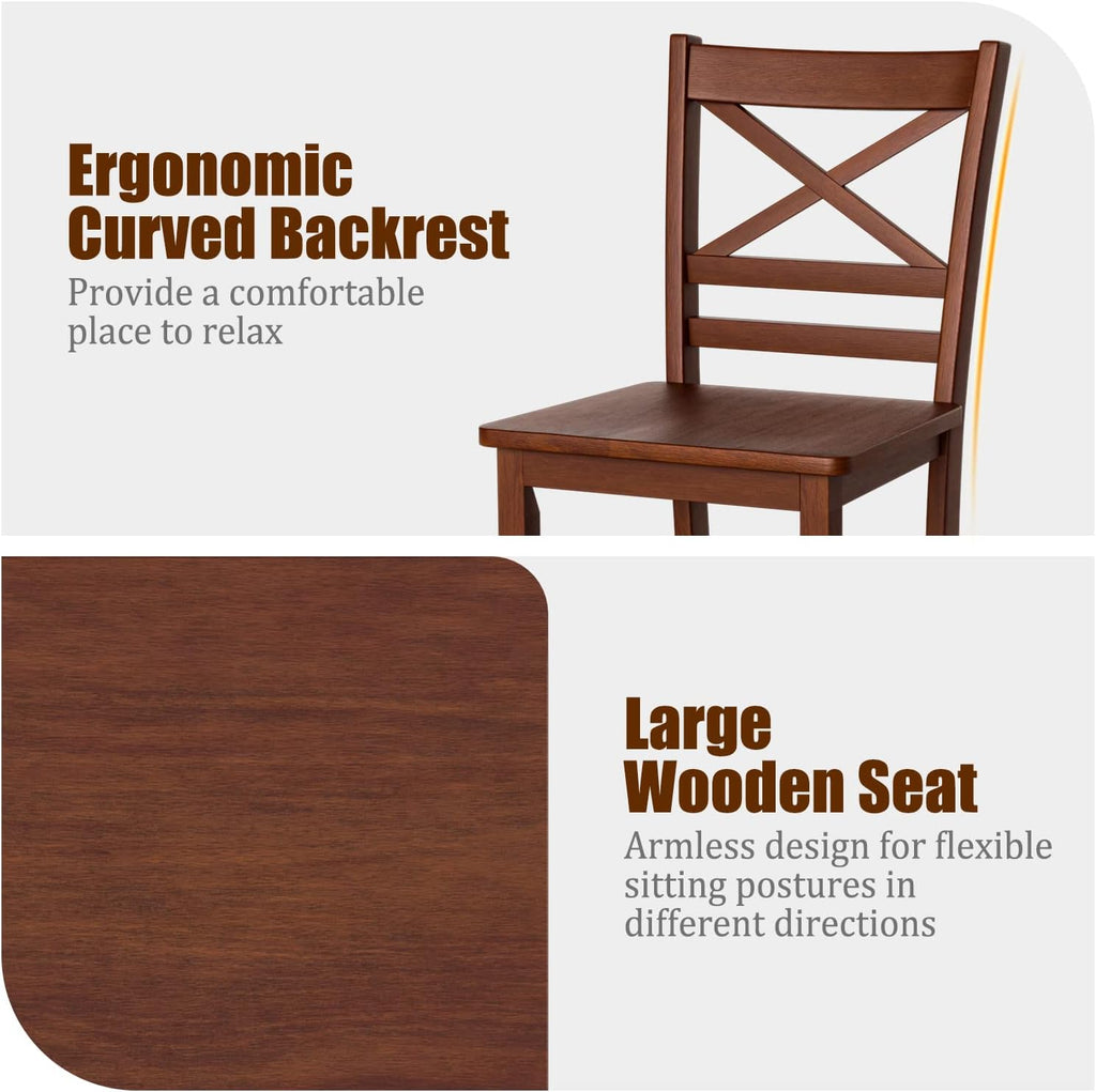 Set of 2 25'' Counter Height Bar Stools with Wooden Backrest A3305