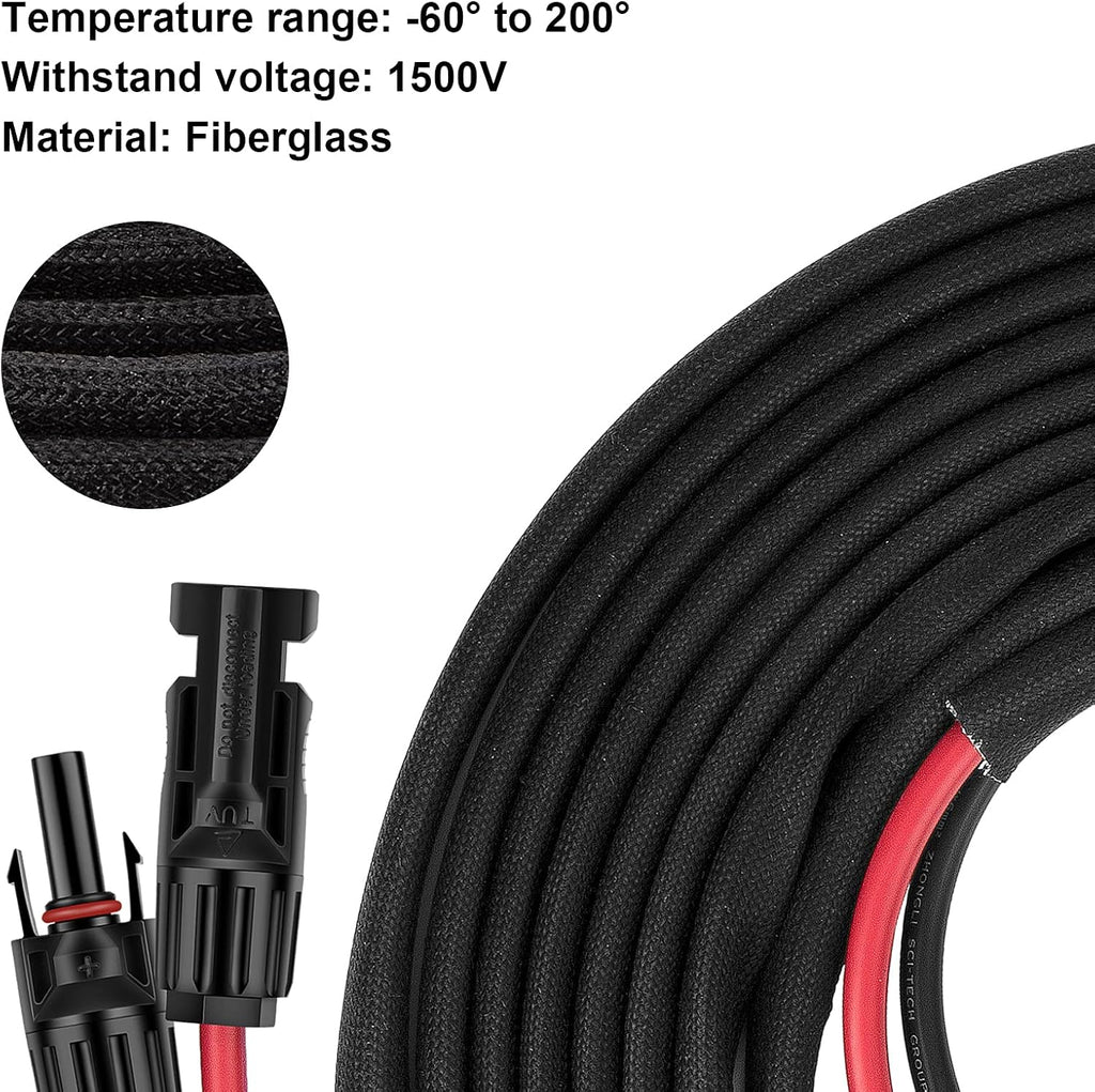 30Ft 10AWG Solar Panel Extension Cable with Female and Male Connector I118
