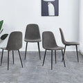 Dining Chairs Set of 4 Upholstered Side Chairs with Suede Fabric Cushion Seat and Metal Legs, Dark Gray Q1578