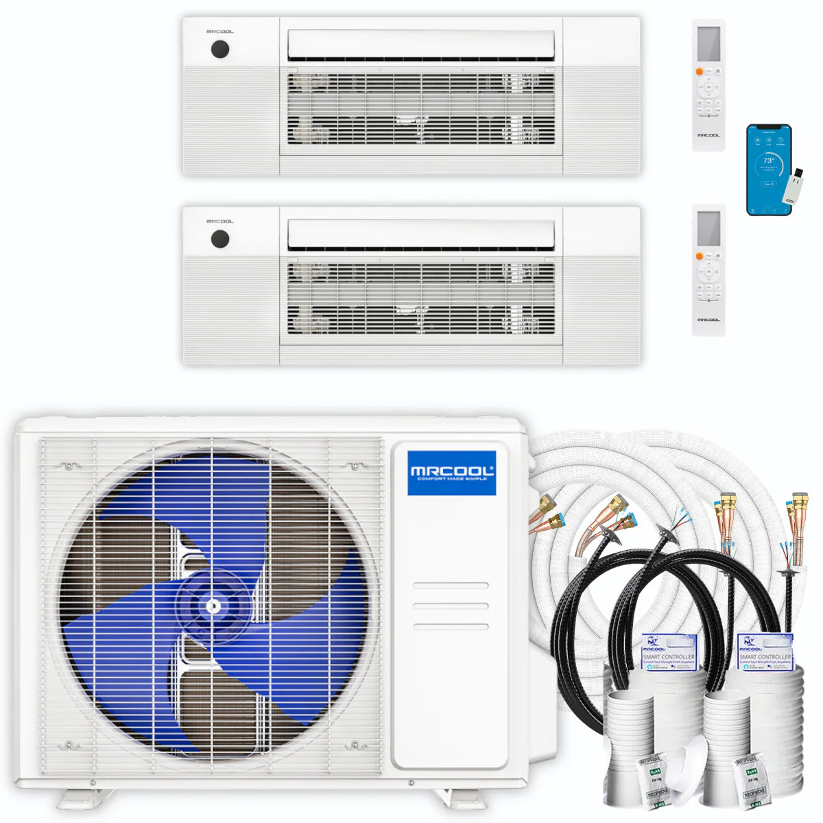 21,000 BTU 2 Zone Ceiling Cassette Ductless Air Conditioner and Heat Pump T13305
