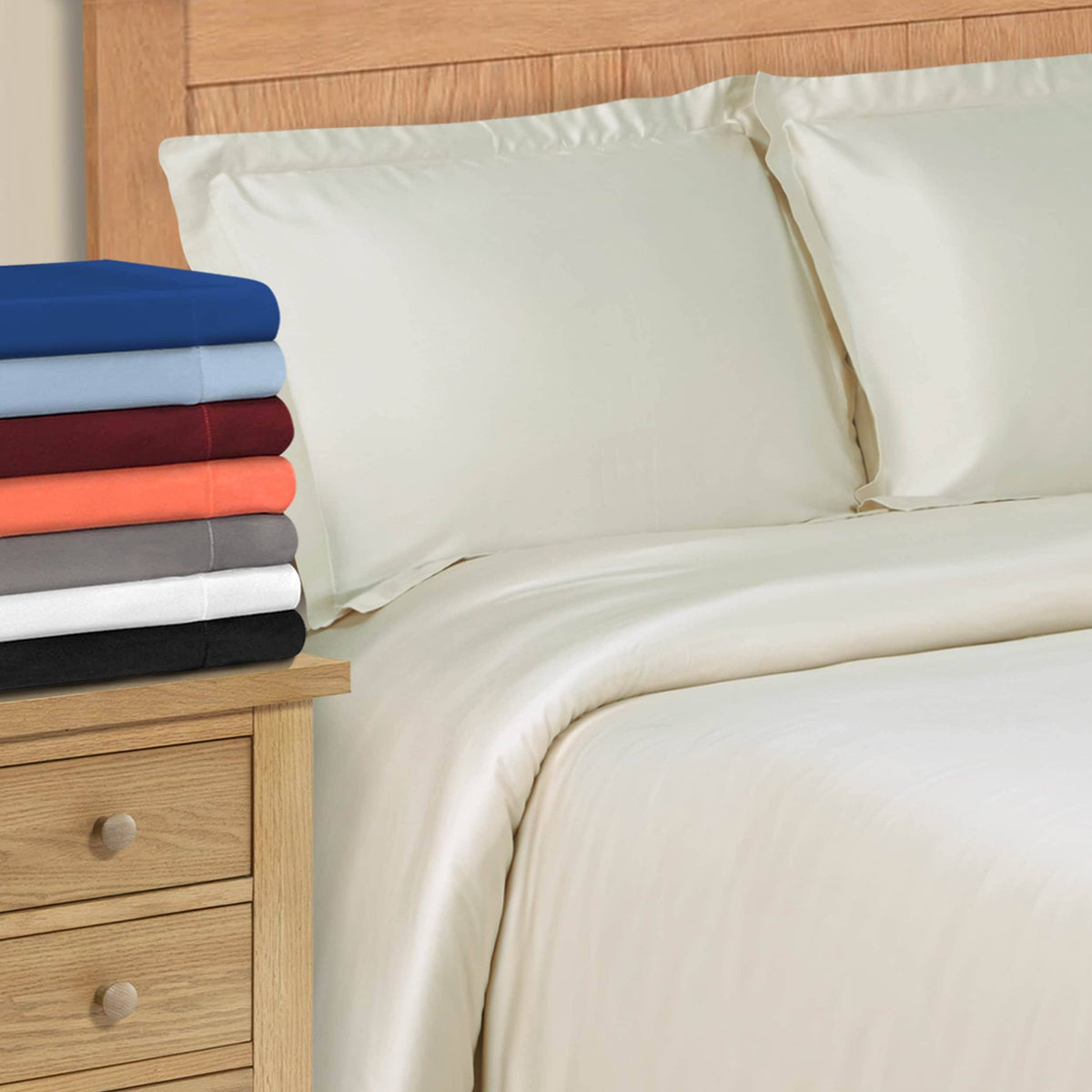 300 Thread Count Modal Solid Duvet Cover Set (Ivory - King/California King) Y60083