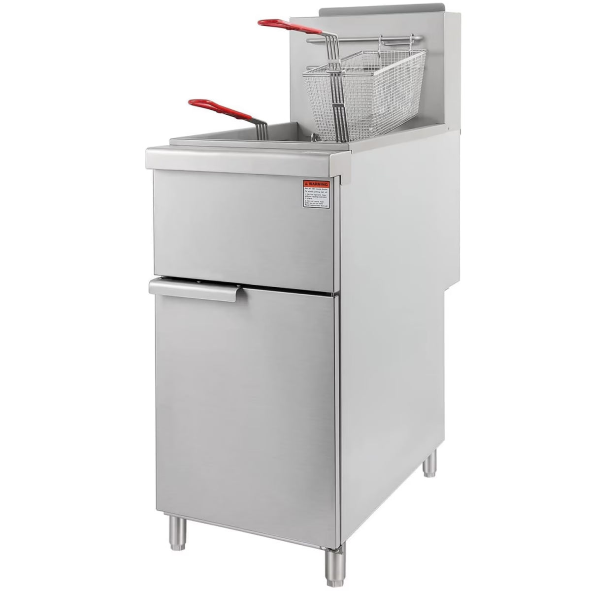 Commercial Gas Floor Fryer with 2 Baskets, 4 Tube Burners, 40 LB Capacity Stainless Steel N9546