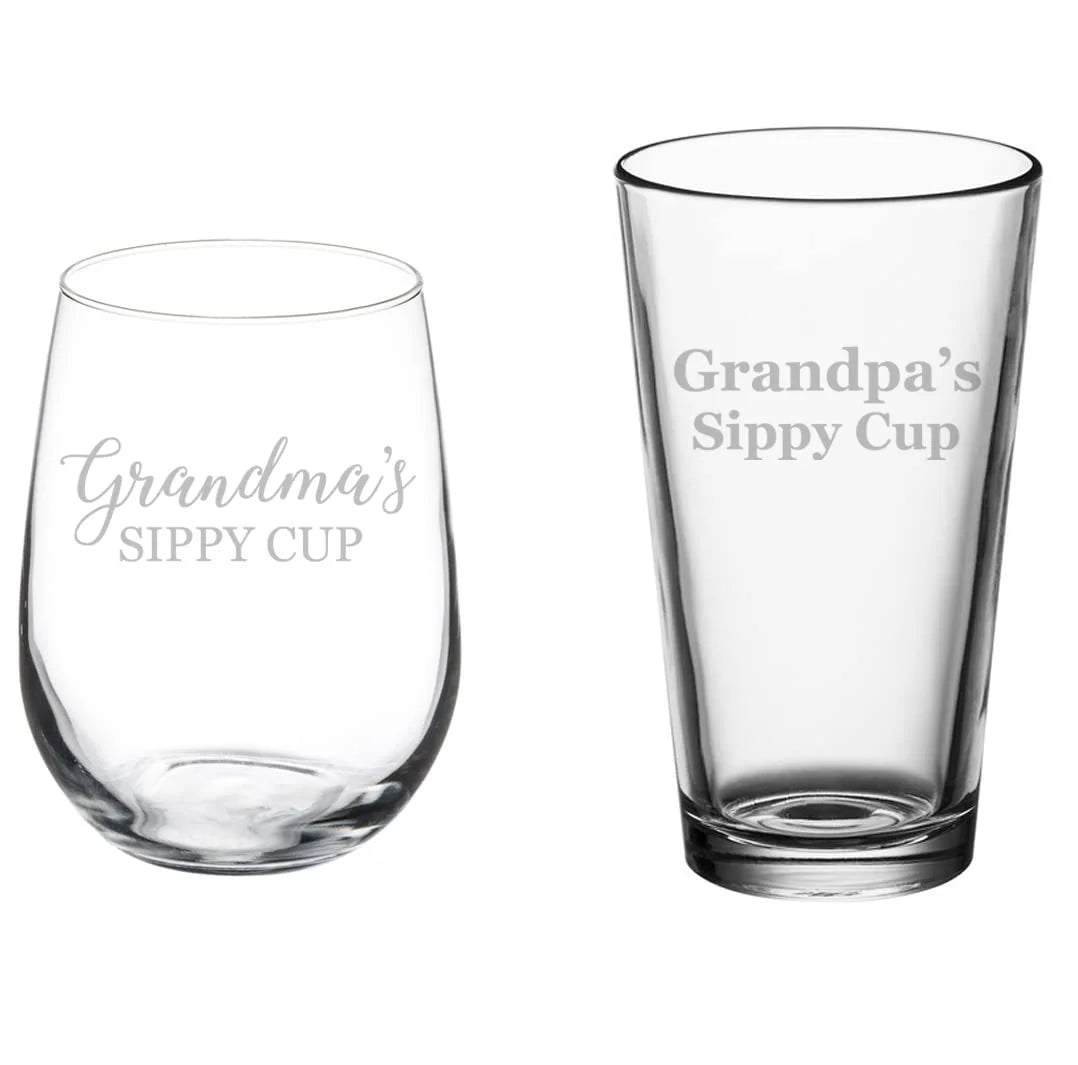 Set of 2 Stemless Wine & Beer Pint Glasses U80143