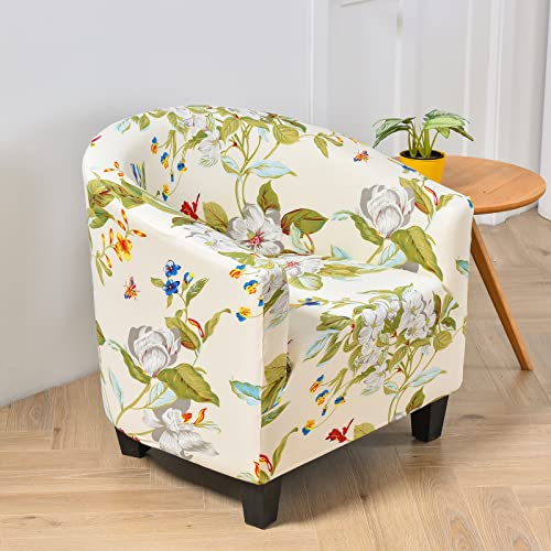 White Geometric Stretch Club Chair Slipcover M191