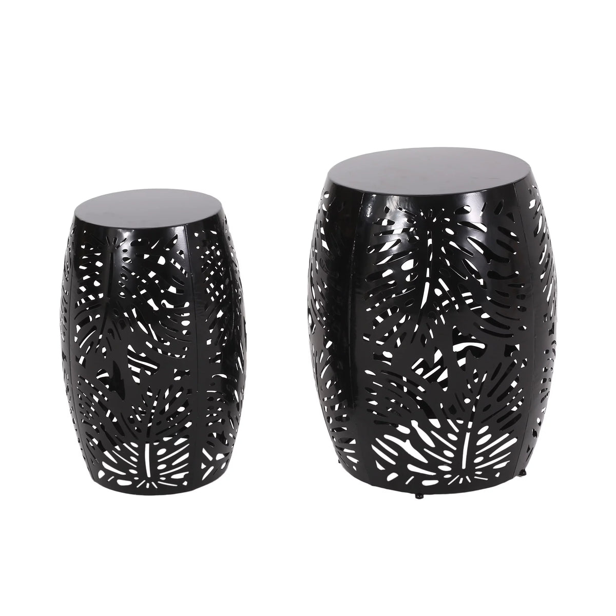 Black Metal Outdoor Side Tables, Set of 2 D6749