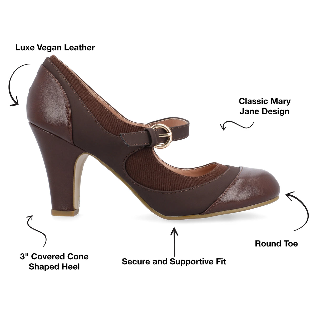 Womens Wide Width Round Toe Block Heel Mary Jane Pumps R444