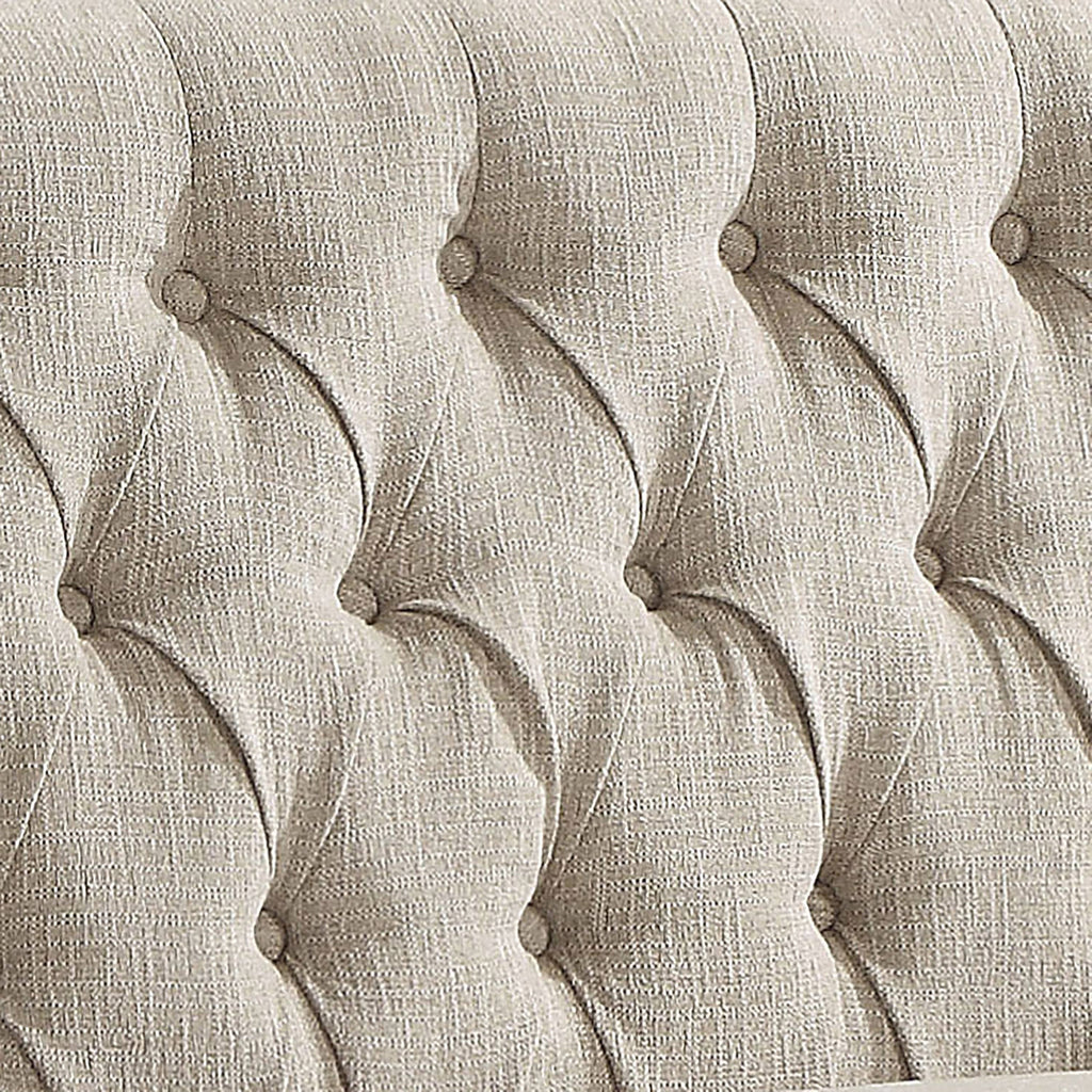 Ivory Button Tufted Chenille Counter Height 2-Seater Bench Y5758