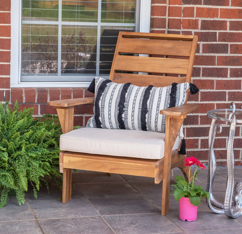 Brown Acacia Wood Patio Chair with Cushion O15101