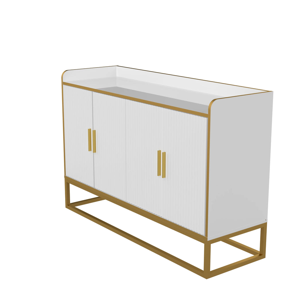 White Gloss Storage Cabinet with Metal Legs E5849