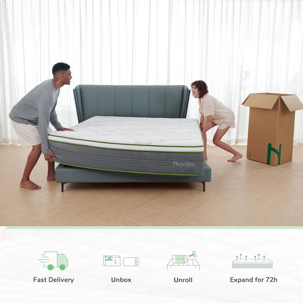 10" Memory Foam Pocket Spring Hybrid Mattress California King Size L65884
