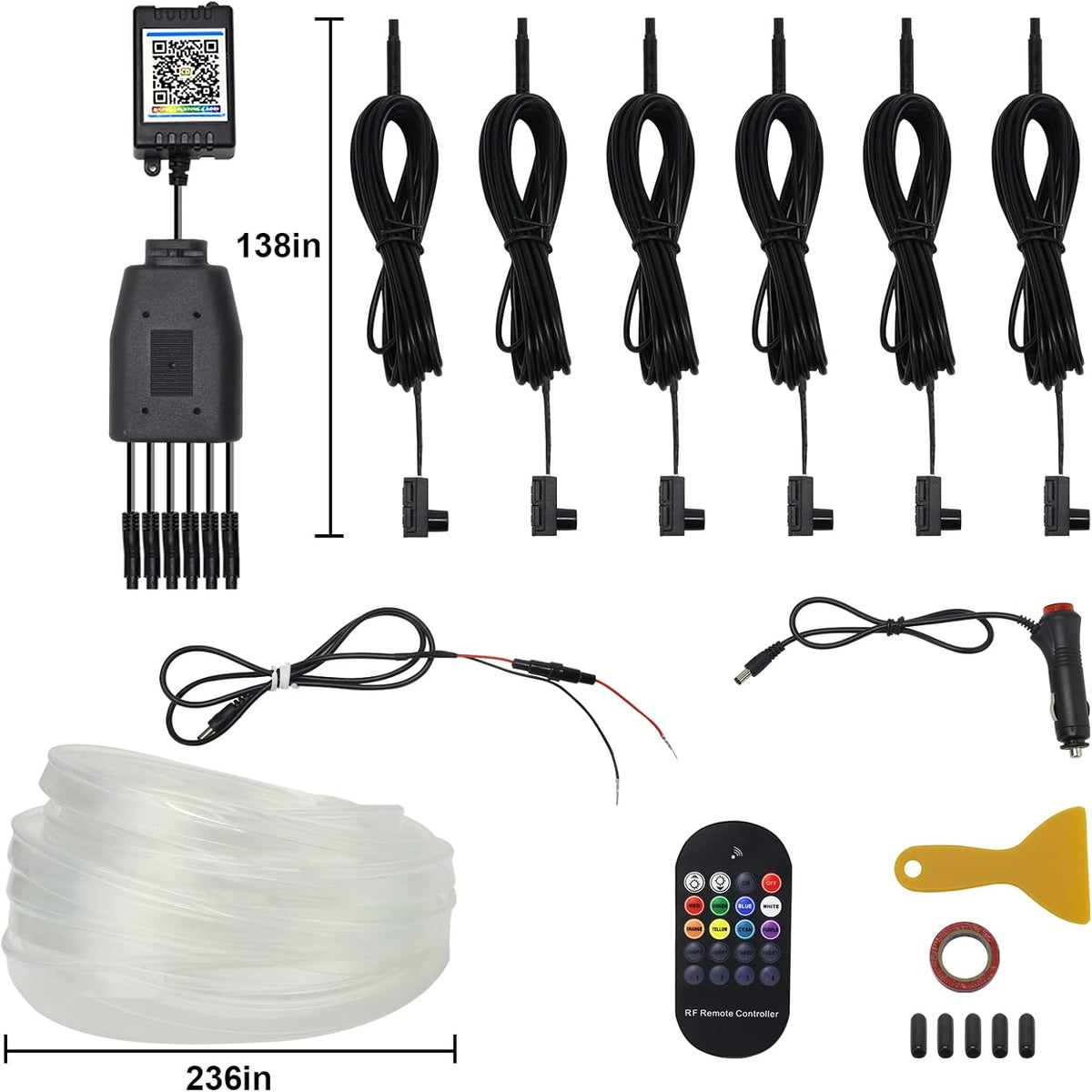 6 in 1 Car LED Strip Lights with Remote and APP Control X73099