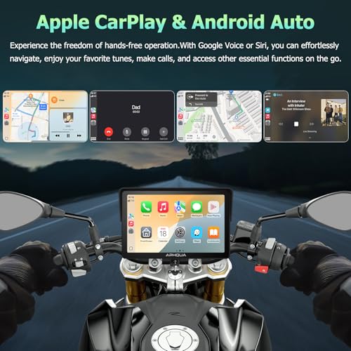 7-Inch Motorcycle GPS Navigation System with Apple CarPlay & Android Auto, Waterproof Touchscreen, Bluetooth, IP67 Waterproof M9855