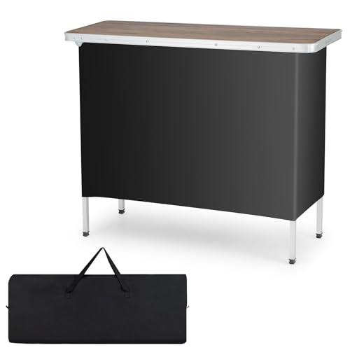 Brown Portable Bar Table with Carrying Bag Y768286