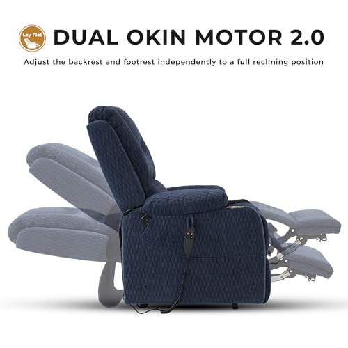 Large Power Lift Recliner Lay Flat Chair Dual Motor with Heat Massage Electric Recliner Chair Cup Holder (Brown, Faux Leather) B81618
