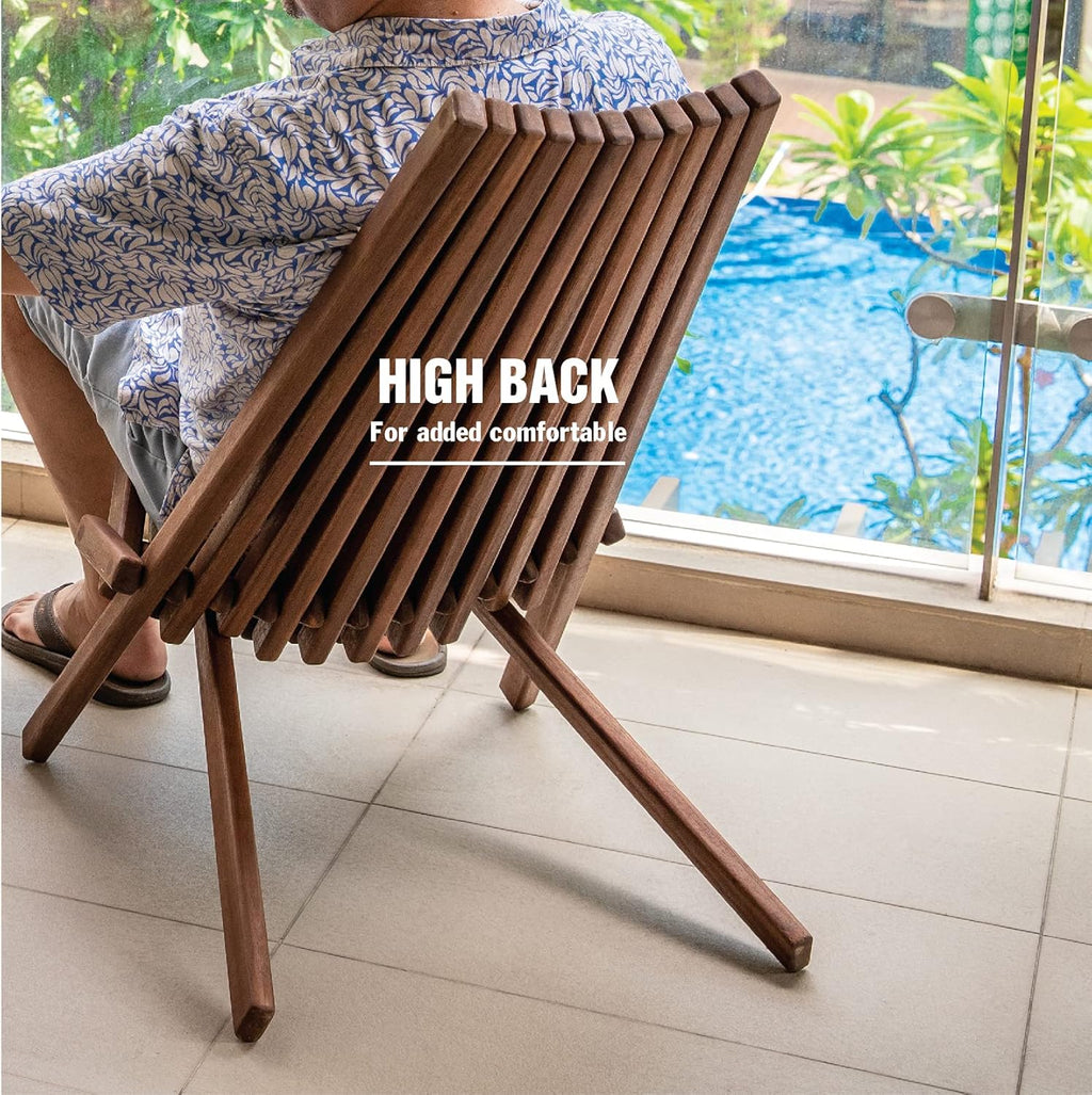 Folding Acacia Wood Outdoor Lounge Chair N414428