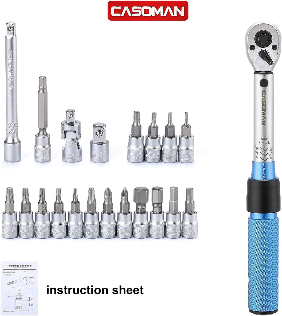 1/4-inch Drive Click Torque Wrench Set, Dual-Direction Adjustable, 90-Tooth, Pack of 2 V37151