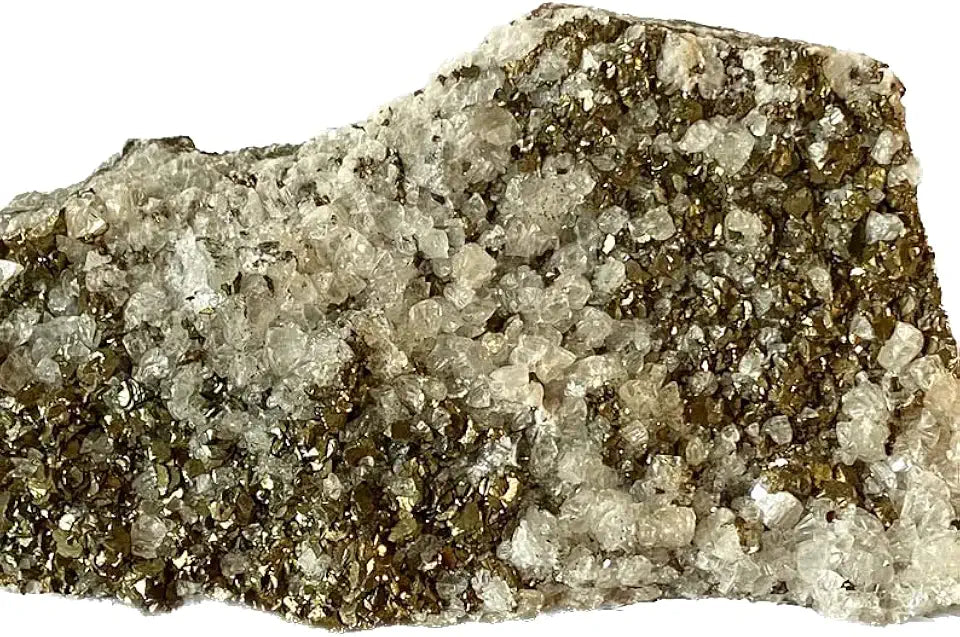 Metallic Brass Yellow Golden Iron Pyrite in Quartz Raw Rough Crystals Specimen Y450