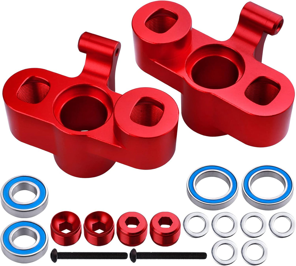 Aluminum Front Knuckles Steering Blocks with Bearings for 1/5 Scale RC Truck (Blue) G2314