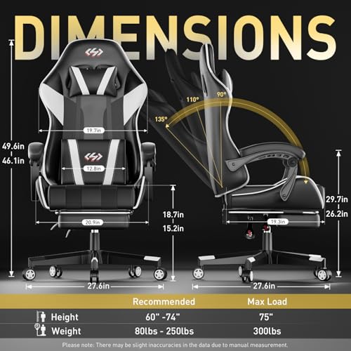 Ergonomic Gaming Chair with Footrest and Headrest W940482