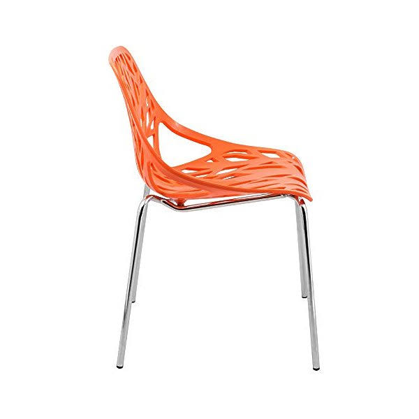 Orange Set of 2 Dining Chair with Chromed Legs Z21395