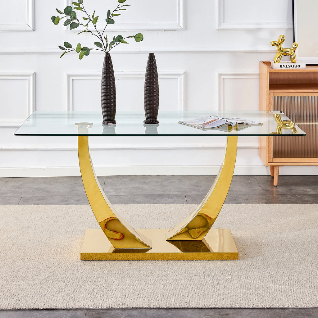 Glass Dining Table with Metal Legs J912