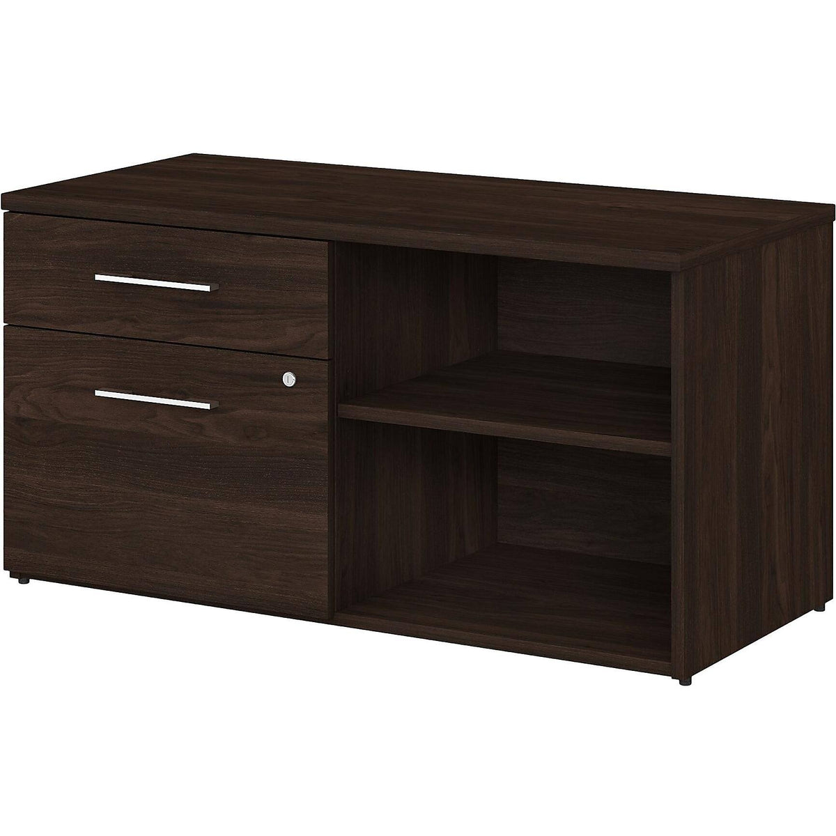 Black Walnut Low Storage Cabinet with Drawers and Shelves D586701