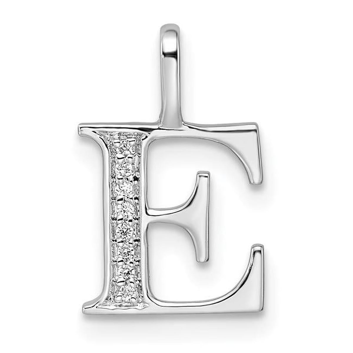 14K White Gold Diamond Letter E Initial Pendant H96503