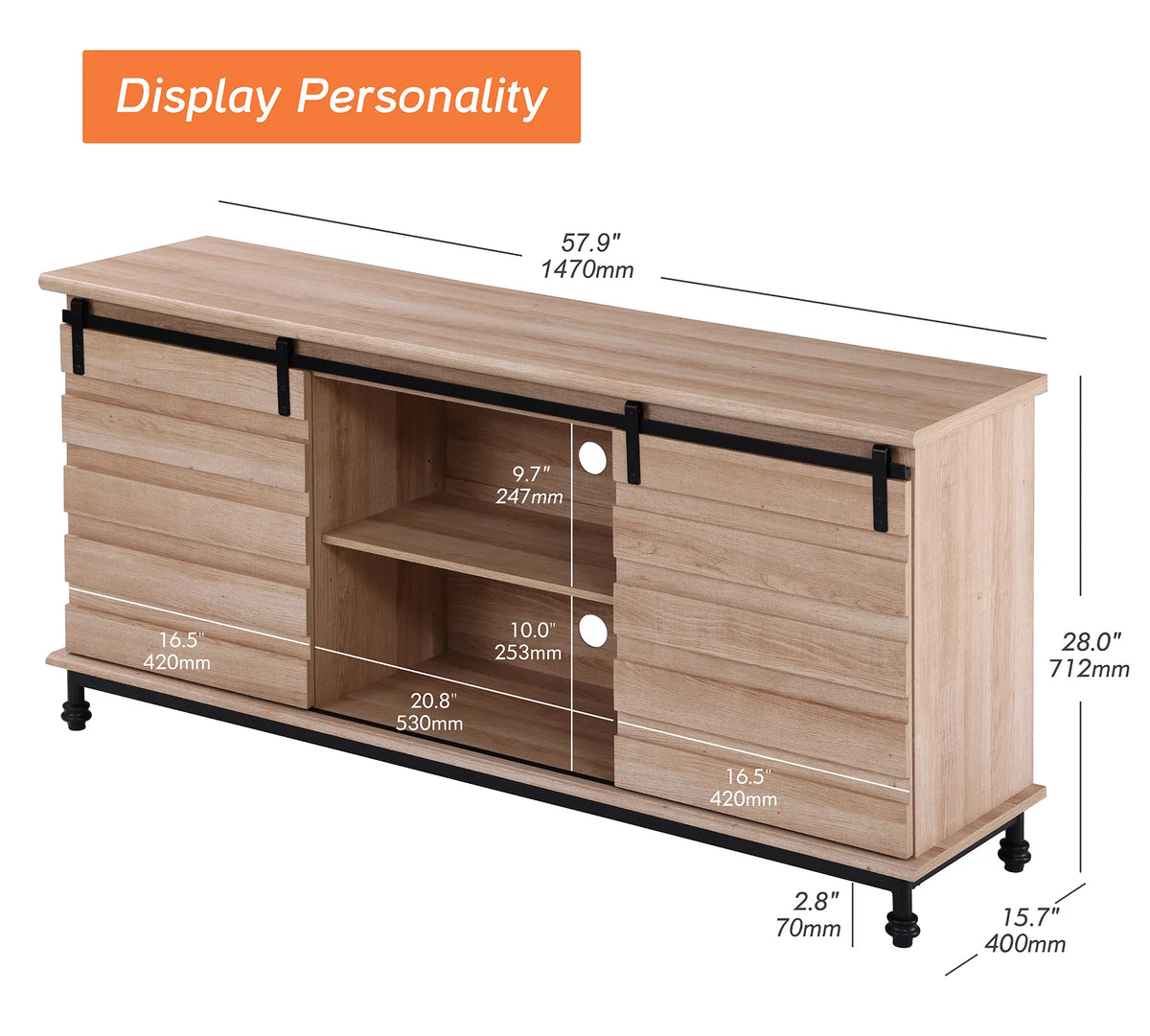 Rustic Oak Finish TV Stand H742