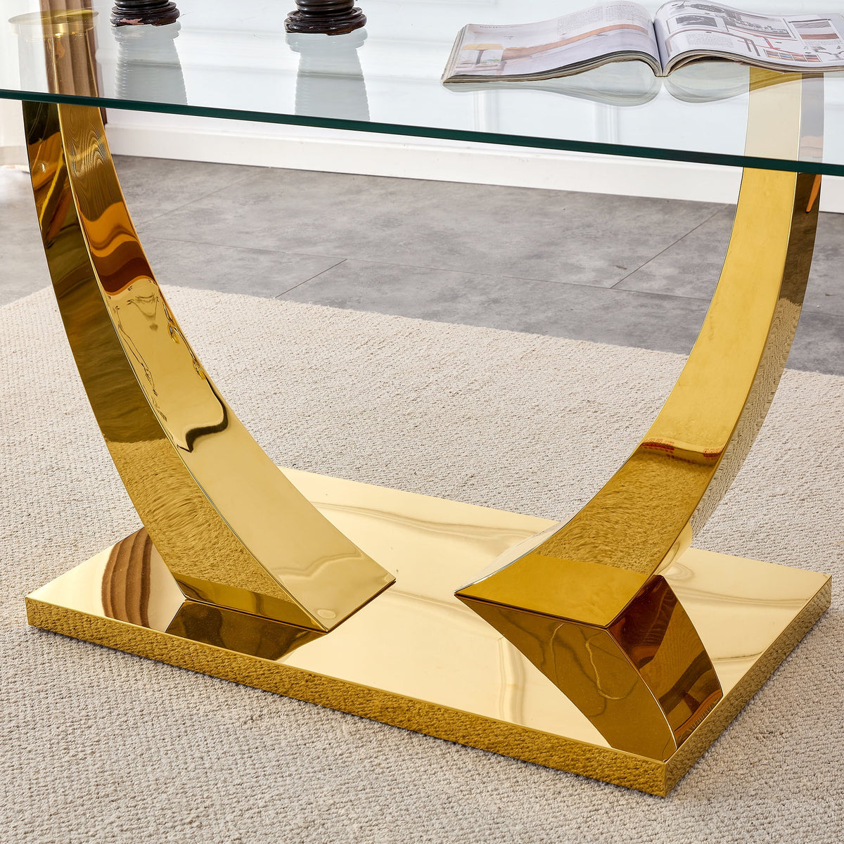 Glass Dining Table with Metal Legs J912