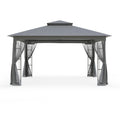 13x11 Metal Patio Gazebo with Mesh Privacy Curtains X92188