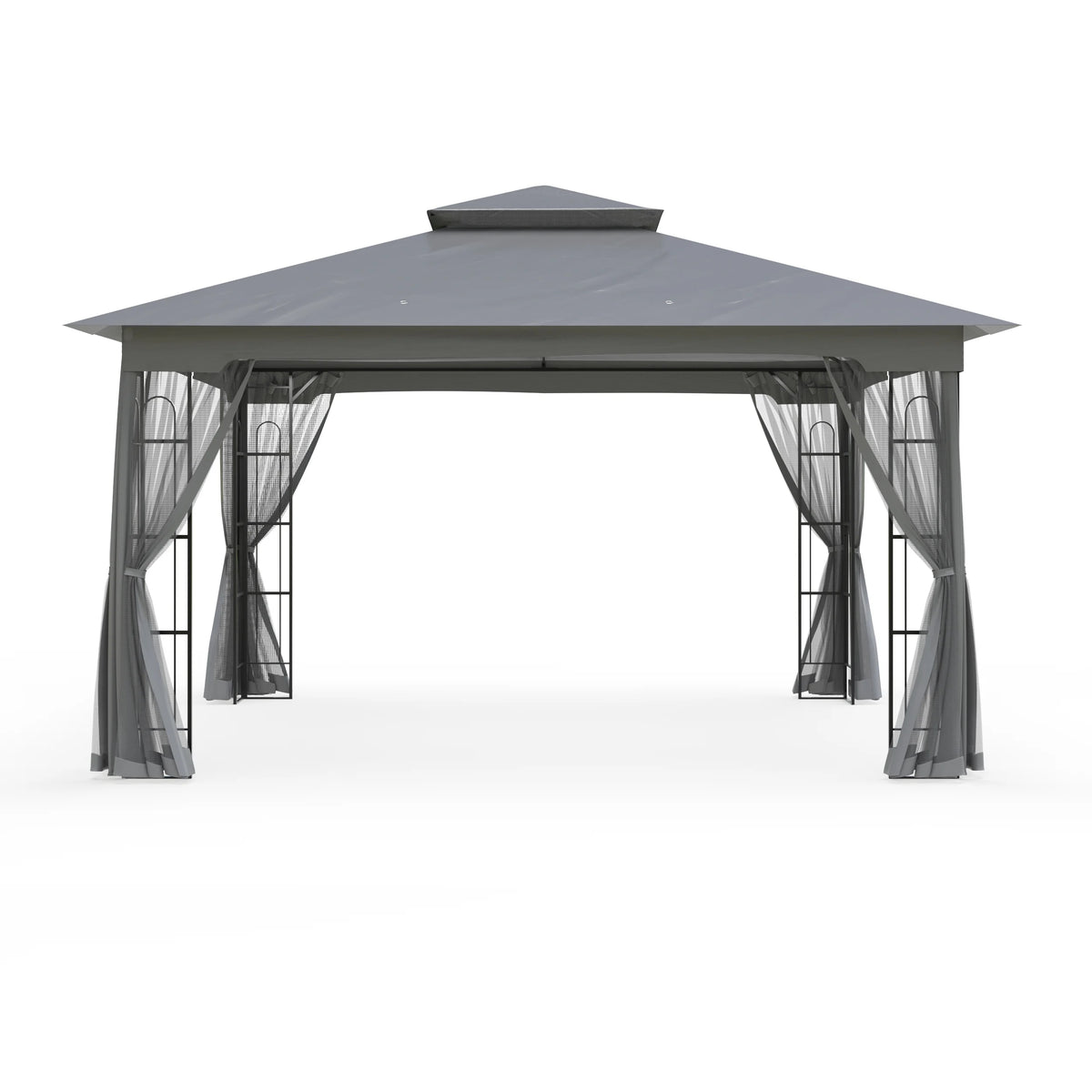 13x11 Metal Patio Gazebo with Mesh Privacy Curtains X92188