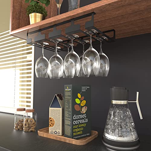 Black 4 Rows 2 Packs Metal Wine Glass Rack C59343