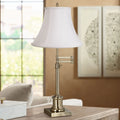 Antique Brass Table Lamp with Fabric Bell Shade S814