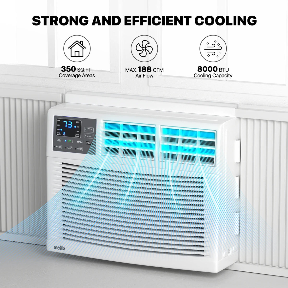 12,000 BTU 115V Smart Window Air Conditioner with Remote Control, White T6842