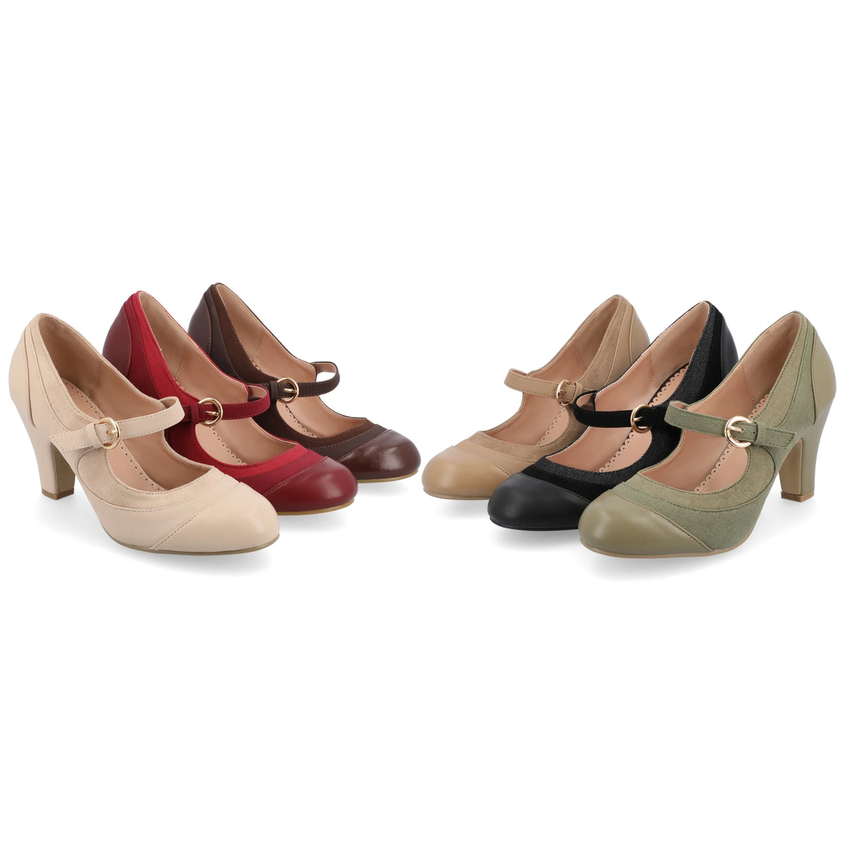 Womens Wide Width Round Toe Block Heel Mary Jane Pumps R444