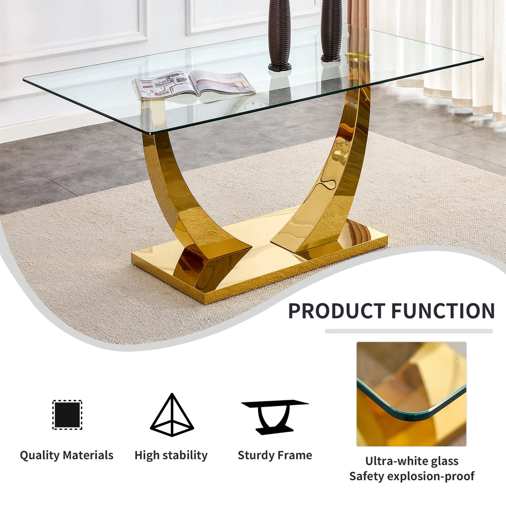 Glass Dining Table with Metal Legs J912