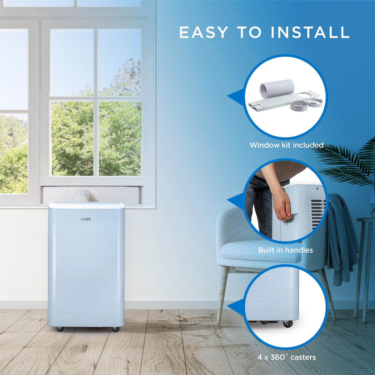 Portable Air Conditioner Dehumidifier & Fan 6,350 BTU Light Blue D14610